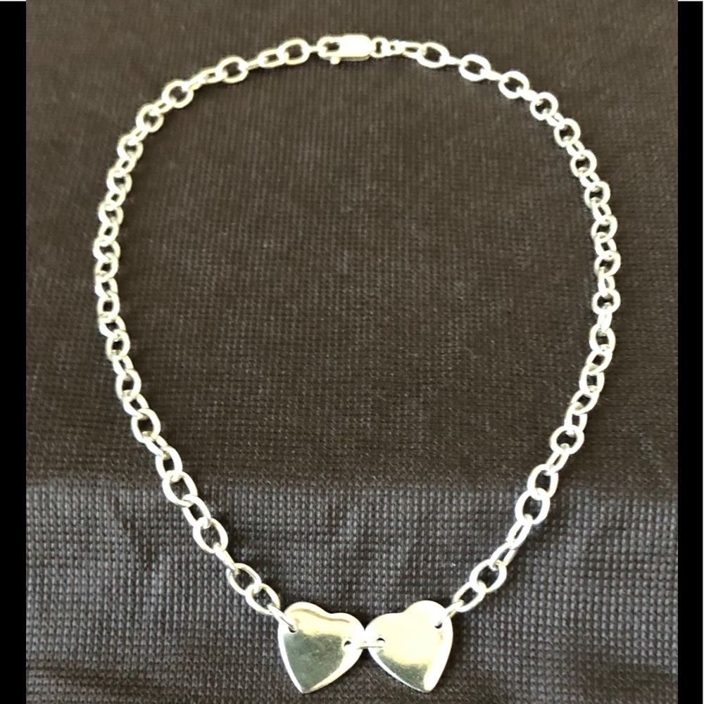 Double Heart Silver Link Necklace - Classic Women’s Jewelry